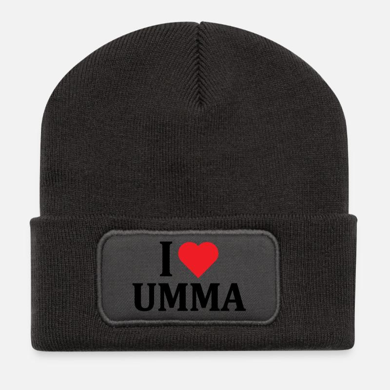 T-Shirt Ich liebe Umma T-Shirt Geschenkidee- - Recycelte Patch Beanie - Dunkelgrau