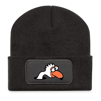 Bird Bottom Hole Funny Goofy Silly Confused Fun - Recycled Patch Beanie - dark grey - Front