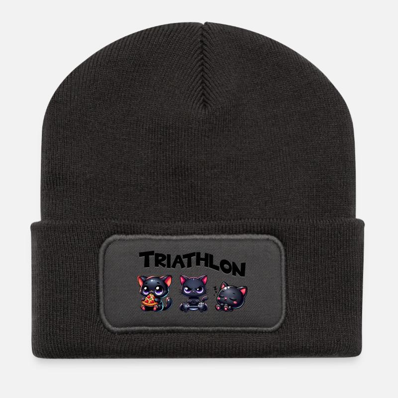Triathlon Triathlete Cat - Recycelte Patch Beanie - Dunkelgrau
