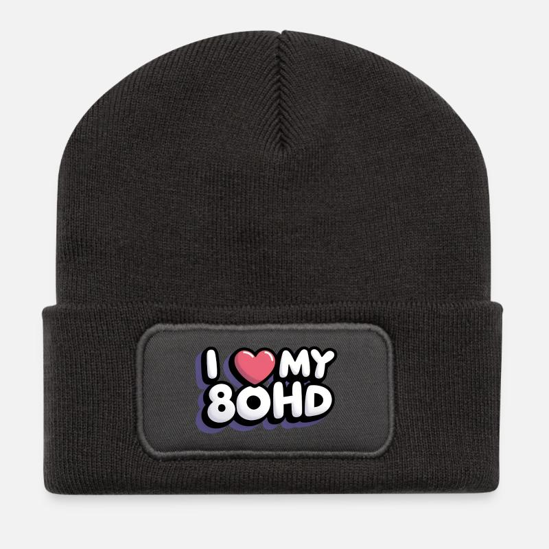 J’adore mon 80HD - Beanie recyclé à patch - charbon