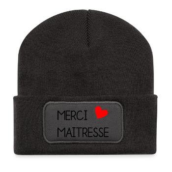 GELIEBTE. VIELEN DANK. DANKE HERRIN. GESCHENK - Recycelte Patch Beanie - Dunkelgrau - Vorne