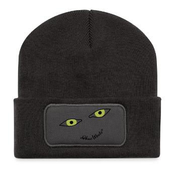 Ein lächelndes Gesicht das deine Sorgen vertreibt - Recycelte Patch Beanie - Dunkelgrau - Vorne