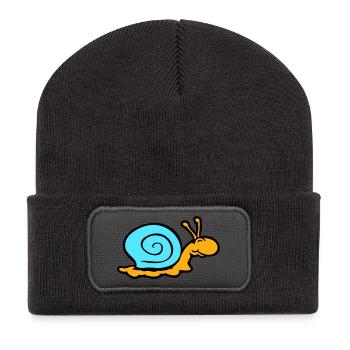 snail shell snail slug smiles sweetly - Recycled Patch Beanie - dark grey - Front