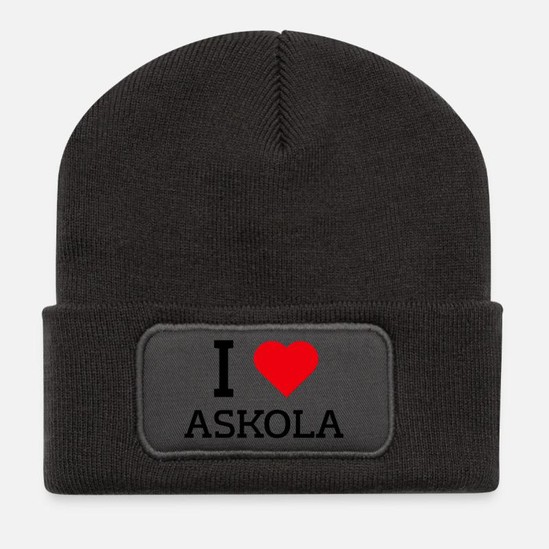 Ich liebe Askola - Recycelte Patch Beanie - Dunkelgrau