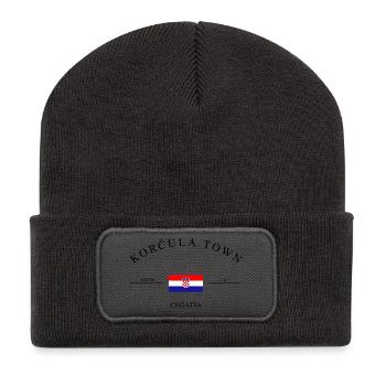 Korčula Town Kroatien – Urlaub Souvenir & Geschenk - Recycelte Patch Beanie - Dunkelgrau - Vorne