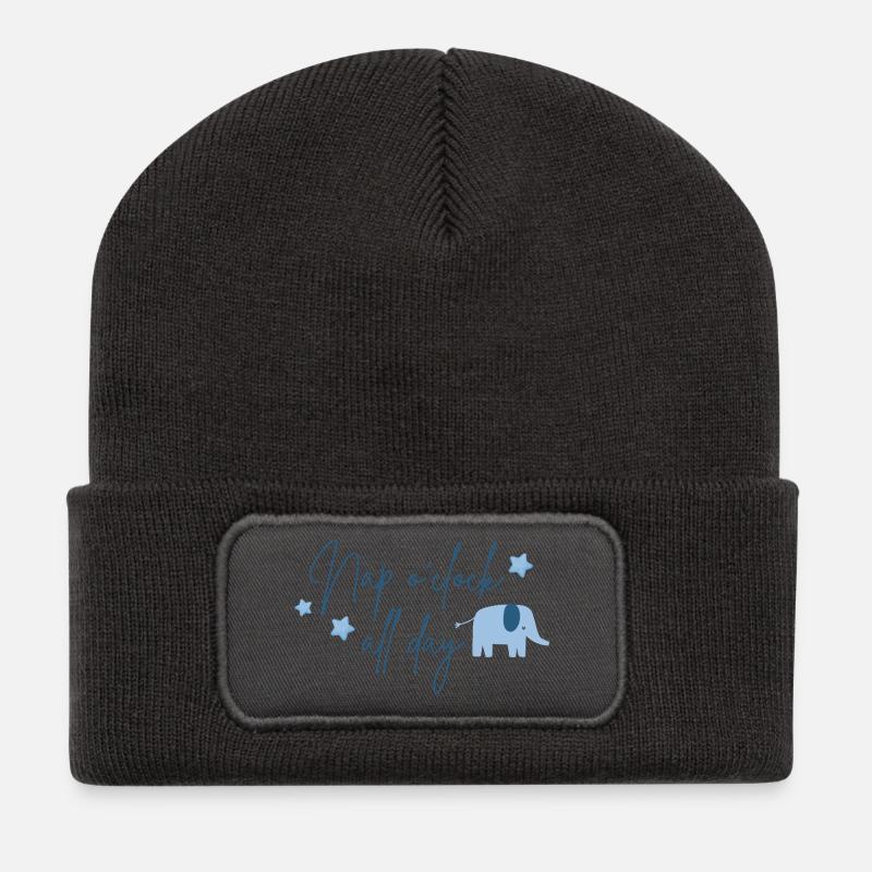 Sieste toute la journée Bleu éléphant - Beanie recyclé à patch - charbon