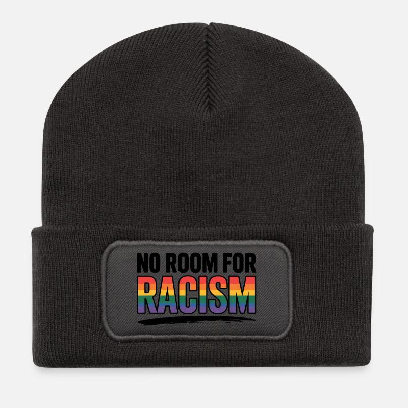 Kein Platz für Rassismus - Cool Pride Logo - Recycelte Patch Beanie - Dunkelgrau