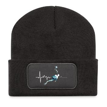 Diving Heartbeat - Logo de plongée sous-marine cool - Beanie recyclé à patch - charbon - Devant