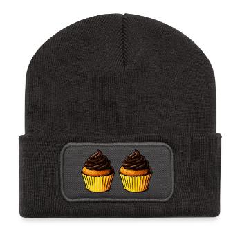 Cupcake Köstlichkeit - Recycelte Patch Beanie - Dunkelgrau - Vorne