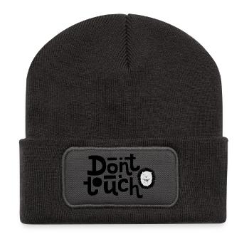 Ne touche pas à un hérisson mignon - Beanie recyclé à patch - charbon - Devant