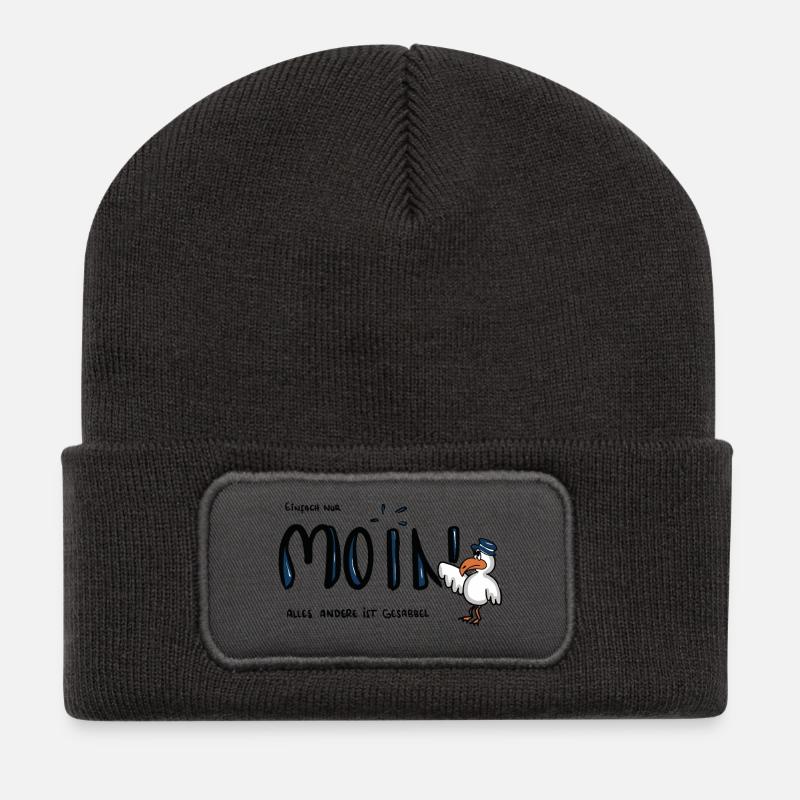 Moin Küstenseemöwe im Sailor-Style - Recycelte Patch Beanie - Dunkelgrau