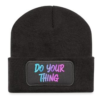 Un souffle néon motivant : Faites ce que vous voulez - Beanie recyclé à patch - charbon - Devant