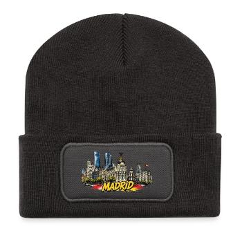 Madrid Graffiti Skyline - Recycled Patch Beanie - dark grey - Front