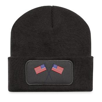 Flagge der Vereinigten Staaten - Recycelte Patch Beanie - Dunkelgrau - Vorne