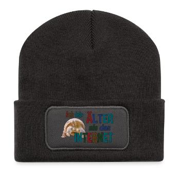 Älter als das Internet - Schildkröte - Recycelte Patch Beanie - Dunkelgrau - Vorne