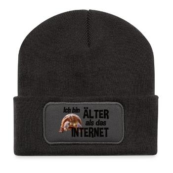 Ich bin älter als das Internet - Schildkröte - Recycelte Patch Beanie - Dunkelgrau - Vorne