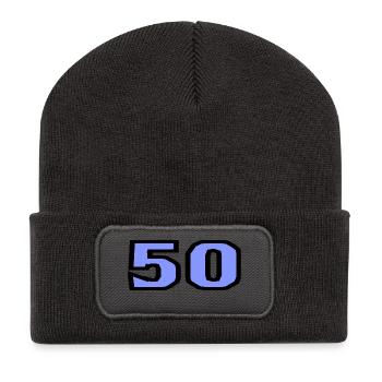 50. 50 ANS. 50e ANNIVERSAIRE. ANNIVERSAIRE 50 ANS. - Beanie recyclé à patch - charbon - Devant
