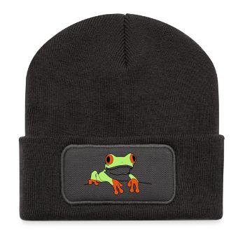 frosch - Recycelte Patch Beanie - Dunkelgrau - Vorne