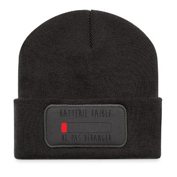 batterie faible, ne pas déranger - Beanie recyclé à patch - charbon - Devant