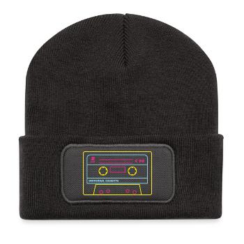 Cassette Audio 80s / Neon - Recycled Patch Beanie - dark grey - Front
