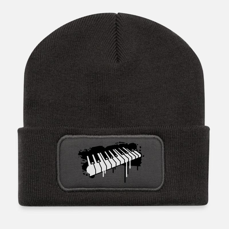 Klaviertasten Graffiti - Recycelte Patch Beanie - Dunkelgrau