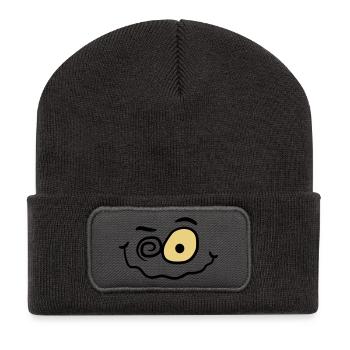Sourire drôle fou fou - Beanie recyclé à patch - charbon - Devant