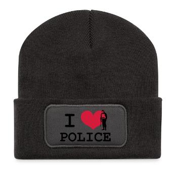 I Love Police - Recycelte Patch Beanie - Dunkelgrau - Vorne