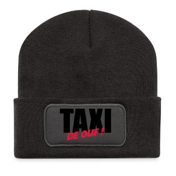 Taxi de ouf ! - Beanie recyclé à patch - charbon - Devant