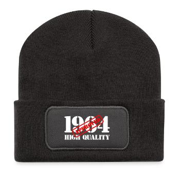 1964 / Geburtstag / Geburtstag 1964 / Qualität - Recycelte Patch Beanie - Dunkelgrau - Vorne