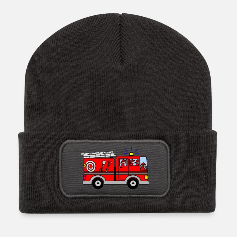 Feuerwehrauto mit Heulensirene - Recycelte Patch Beanie - Dunkelgrau