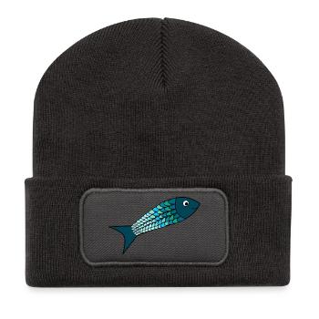sardine. fish. April fool. sea. ocean - Recycled Patch Beanie - dark grey - Front