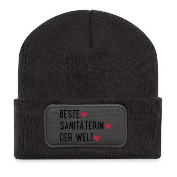 beste sanitäterin der welt - Recycelte Patch Beanie - Dunkelgrau - Vorne