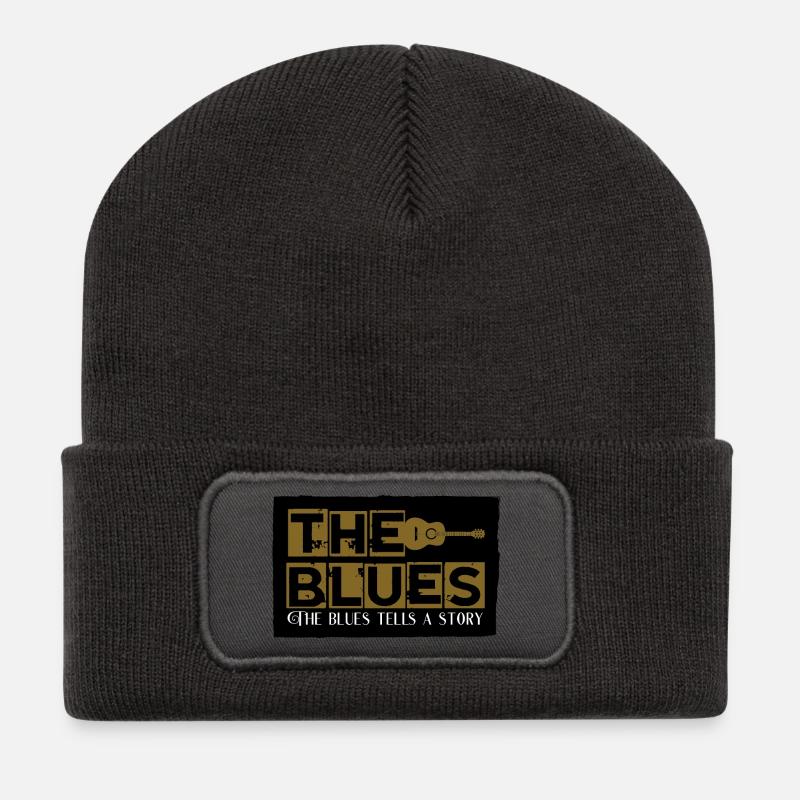 the blues - Recycelte Patch Beanie - Dunkelgrau