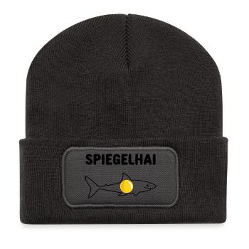 Spiegelhai Hai Spiegelei Wortwitz - Recycelte Patch Beanie - Dunkelgrau - Vorne