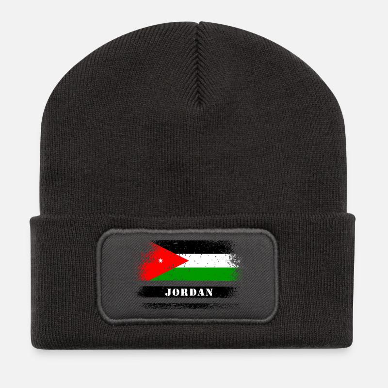 Jordanien Flaggen Design - Recycelte Patch Beanie - Dunkelgrau
