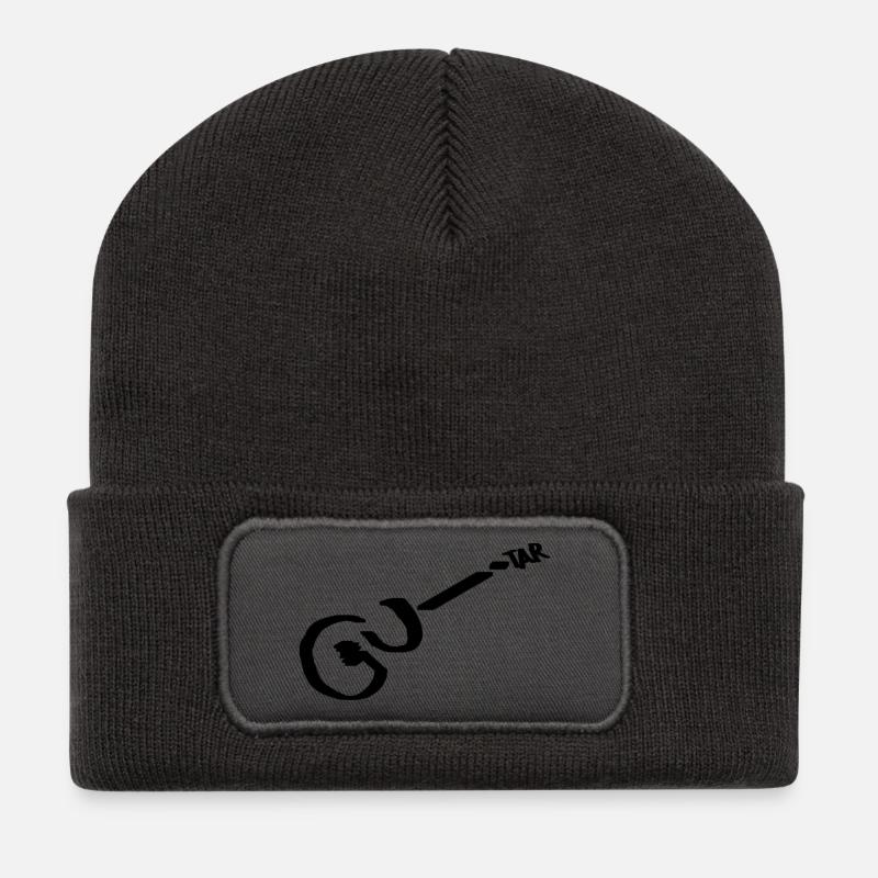 Guitar Pikto schwarz - Recycelte Patch Beanie - Dunkelgrau
