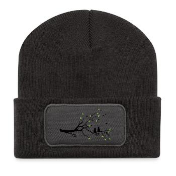 Rameau nocturne à feuilles vertes - Beanie recyclé à patch - charbon - Devant