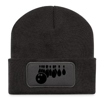 Logo de bowling - Beanie recyclé à patch - charbon - Devant
