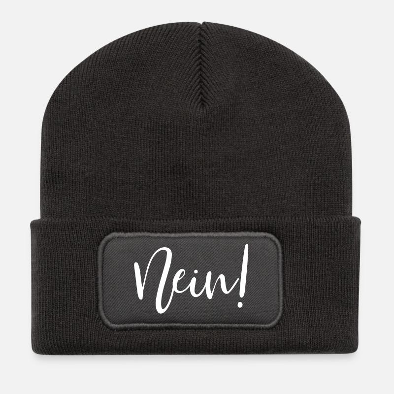 Nein! - Recycelte Patch Beanie - Dunkelgrau