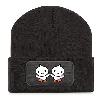 2 Vögel böse Mittelfinger zeigen Bad Boys rennen - Recycelte Patch Beanie - Dunkelgrau - Vorne