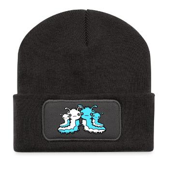 Raupe Familie Eltern Mama Papa Kinder Geschwister - Recycelte Patch Beanie - Dunkelgrau - Vorne