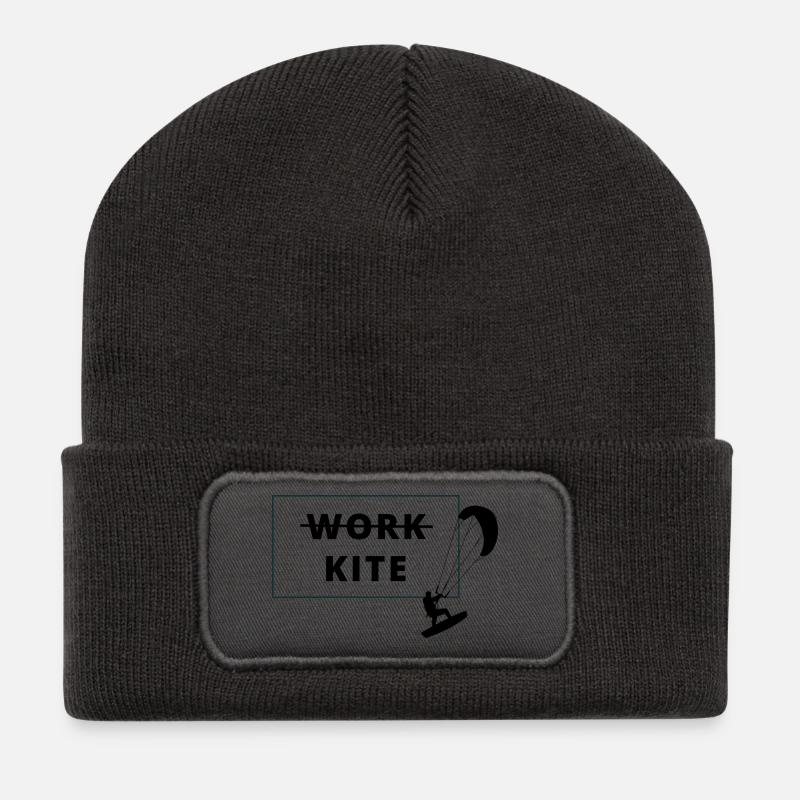 Kitesurfing, no work - kite - Recycled Patch Beanie - dark grey
