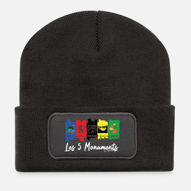 Les 5 Monuments du cyclisme - Beanie recyclé à patch - charbon