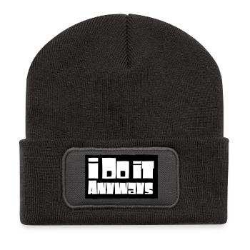 i do it anyways - Recycled Patch Beanie - dark grey - Front