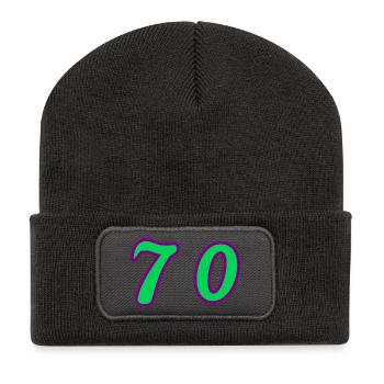 70. 70 ANS. 70e ANNIVERSAIRE. ANNIVERSAIRE 70 ANS. - Beanie recyclé à patch - charbon - Devant