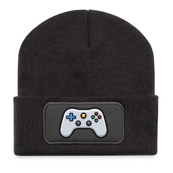 Gamepad Logo, Controller, Retro Console - Recycled Patch Beanie - dark grey - Front