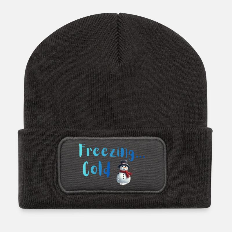 Frozen Winter Snowman - Recycled Patch Beanie - dark grey