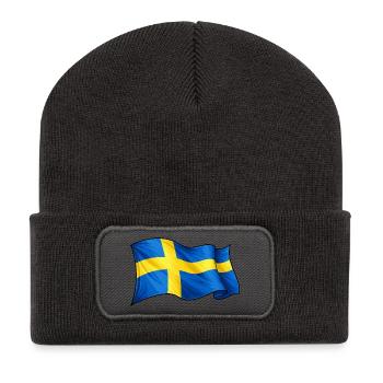 Schweden Fahne - Recycelte Patch Beanie - Dunkelgrau - Vorne