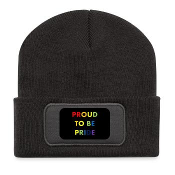 Proud to Be Pride Regenbogen - Recycelte Patch Beanie - Dunkelgrau - Vorne