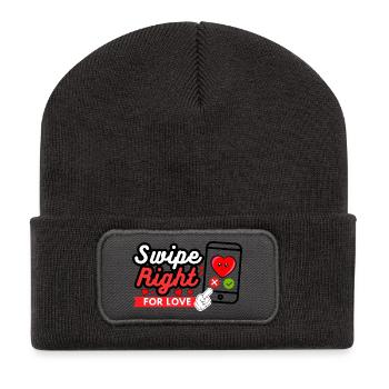 Glissez vers la droite pour l’amour – Déclaration d’amour moderne - Beanie recyclé à patch - charbon - Devant